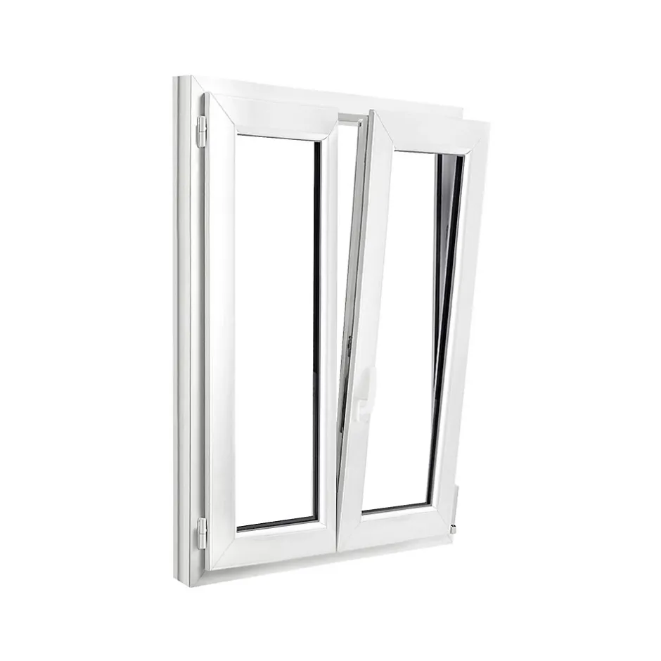 Fenêtre 2 vantaux oscillo-battante, tirant droit double vitrage en PVC blanc l.85 x H.128 cm-GoodHome Hot