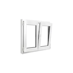 Fenêtre 2 vantaux oscillo-battante, tirant droit double vitrage en PVC blanc l.85 x H.78 cm-GoodHome New