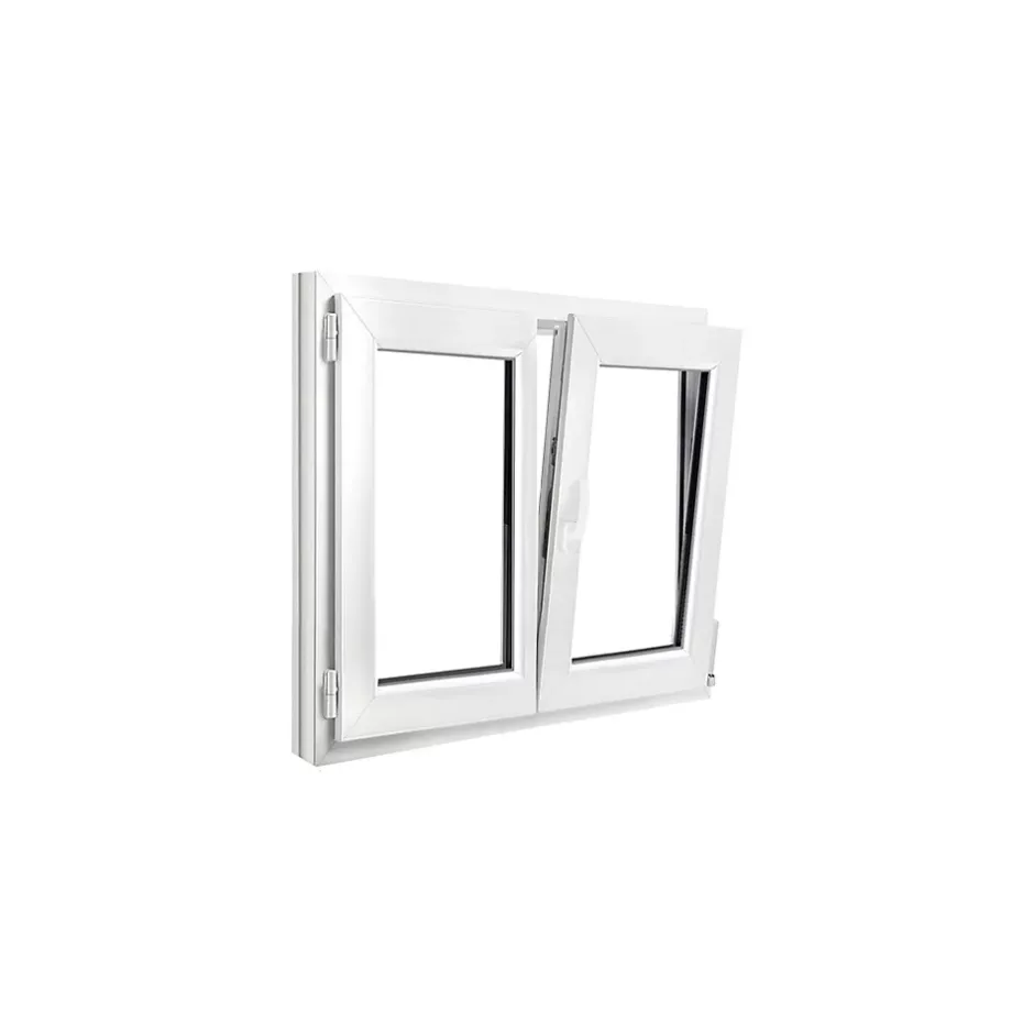 Fenêtre 2 vantaux oscillo-battante, tirant droit double vitrage en PVC blanc l.85 x H.78 cm-GoodHome New