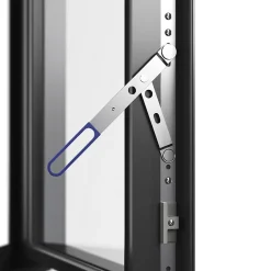 GoodHome Fenêtre 2 vantaux oscillo-battante, tirant droit double vitrage en aluminium gris l.123 x H.127 cm