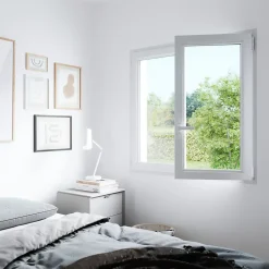 GoodHome Fenêtre 2 vantaux oscillo-battante, tirant droit double vitrage en PVC blanc l.105 x H.128 cm