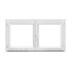 GoodHome Fenêtre 2 vantaux oscillo-battante, tirant droit double vitrage en PVC blanc l.145 x H.78 cm