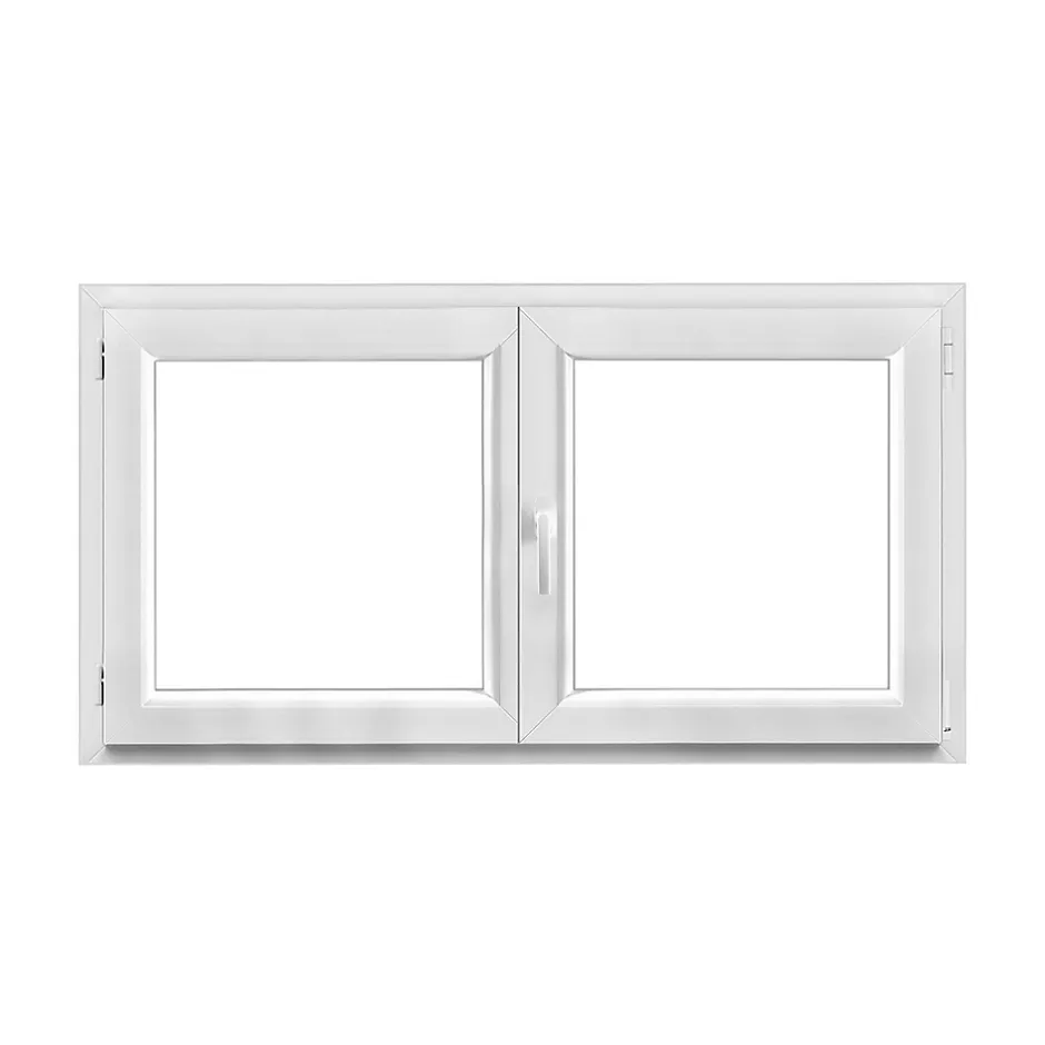 GoodHome Fenêtre 2 vantaux oscillo-battante, tirant droit double vitrage en PVC blanc l.145 x H.78 cm