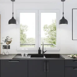 GoodHome Fenêtre 2 vantaux oscillo-battante, tirant droit double vitrage en PVC blanc l.145 x H.78 cm