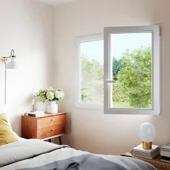 GoodHome Fenêtre 2 vantaux oscillo-battante, tirant droit double vitrage en PVC blanc l.145 x H.78 cm