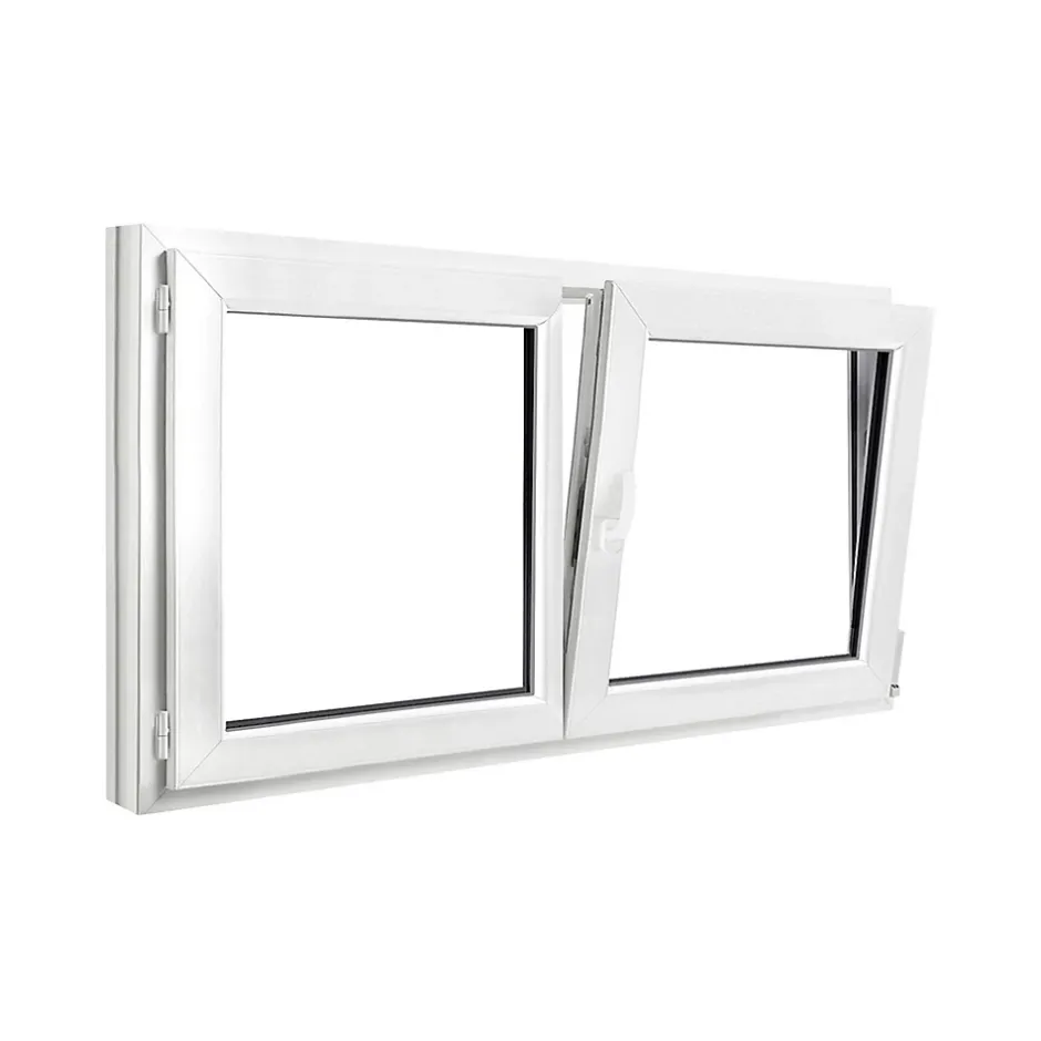 GoodHome Fenêtre 2 vantaux oscillo-battante, tirant droit double vitrage en PVC blanc l.145 x H.78 cm