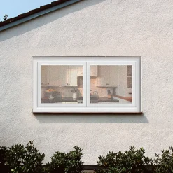 GoodHome Fenêtre 2 vantaux oscillo-battante, tirant droit double vitrage en PVC blanc l.145 x H.78 cm