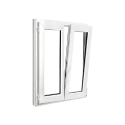 Fenêtre 2 vantaux oscillo-battante, tirant droit double vitrage en PVC blanc l.85 x H.118 cm-GoodHome Sale