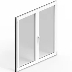 GoodHome Fenêtre 2 vantaux oscillo-battante, tirant droit double vitrage en aluminium blanc l.103 x H.97 cm