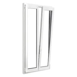 Fenêtre 2 vantaux oscillo-battante, tirant droit double vitrage en PVC blanc l.105 x H.198 cm-GoodHome Discount