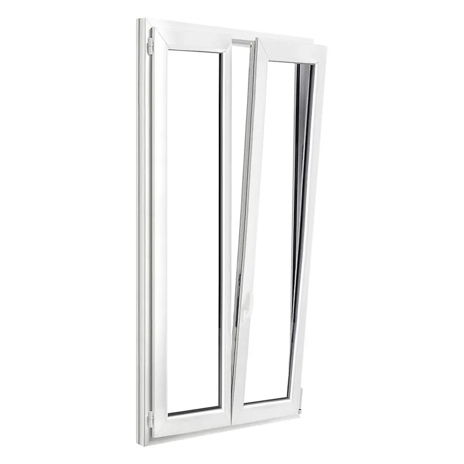 Fenêtre 2 vantaux oscillo-battante, tirant droit double vitrage en PVC blanc l.105 x H.198 cm-GoodHome Discount