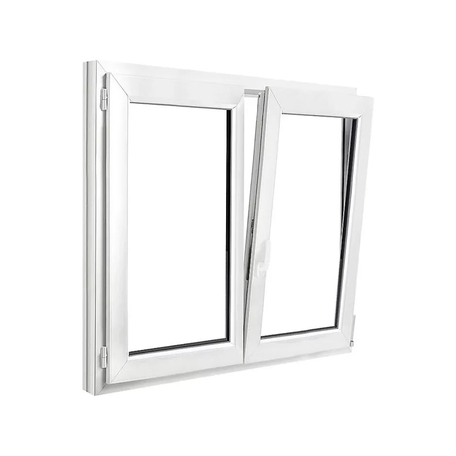 GoodHome Fenêtre 2 vantaux oscillo-battante, tirant droit double vitrage en PVC blanc l.125 x H.118 cm