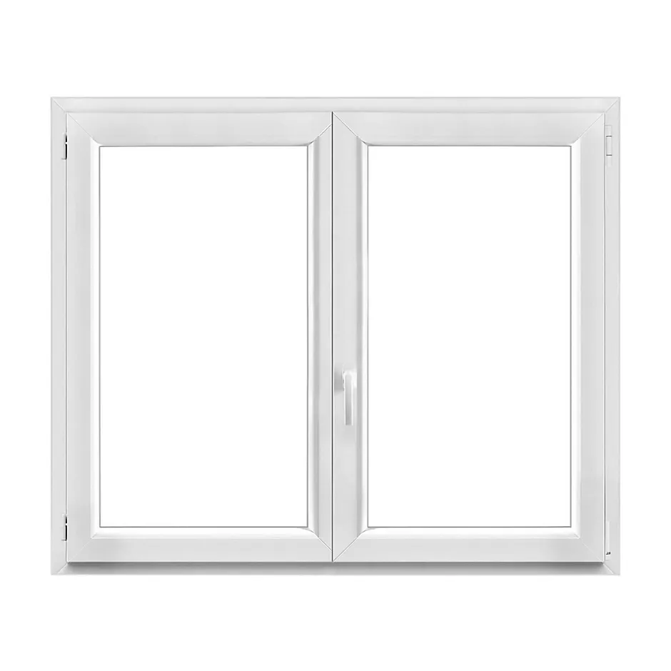 GoodHome Fenêtre 2 vantaux oscillo-battante, tirant droit double vitrage en PVC blanc l.145 x H.118 cm