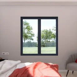 Fenêtre 2 vantaux oscillo-battante, tirant droit double vitrage en aluminium gris l.103 x H.117 cm-GoodHome Best