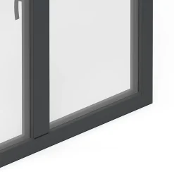 Fenêtre 2 vantaux oscillo-battante, tirant droit double vitrage en aluminium gris l.103 x H.117 cm-GoodHome Best