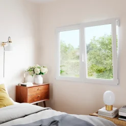 Fenêtre 2 vantaux oscillo-battante, tirant droit double vitrage en PVC blanc l.145 x H.148 cm-GoodHome Clearance