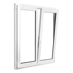 Fenêtre 2 vantaux oscillo-battante, tirant droit double vitrage en PVC blanc l.145 x H.148 cm-GoodHome Clearance