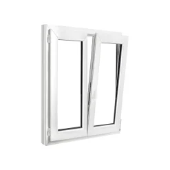 Fenêtre 2 vantaux oscillo-battante, tirant droit double vitrage en PVC blanc l.105 x H.118 cm-GoodHome Discount