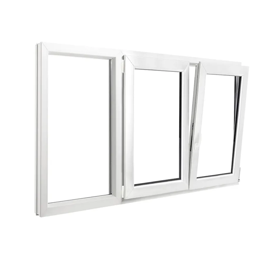 GoodHome Fenêtre 3 vantaux oscillo-battant double vitrage en PVC blanc l.185 x H.138 cm