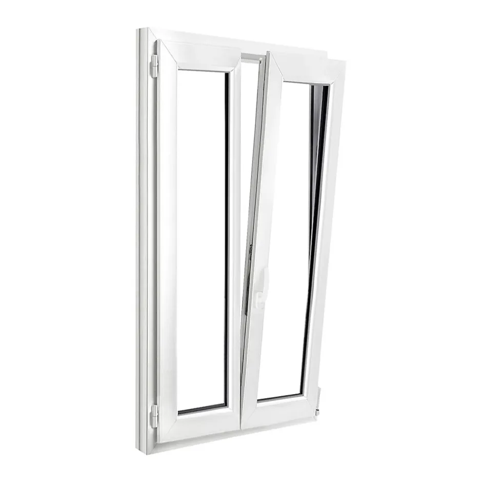 Fenêtre 2 vantaux oscillo-battante, tirant droit double vitrage en PVC blanc l.85 x H.148 cm-GoodHome Discount