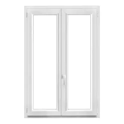 Fenêtre 2 vantaux oscillo-battante, tirant droit double vitrage en PVC blanc l.105 x H.148 cm-GoodHome