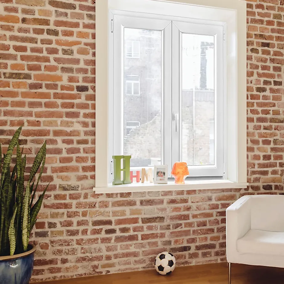 Fenêtre 2 vantaux oscillo-battante, tirant droit double vitrage en PVC blanc l.95 x H.128 cm-GoodHome Outlet