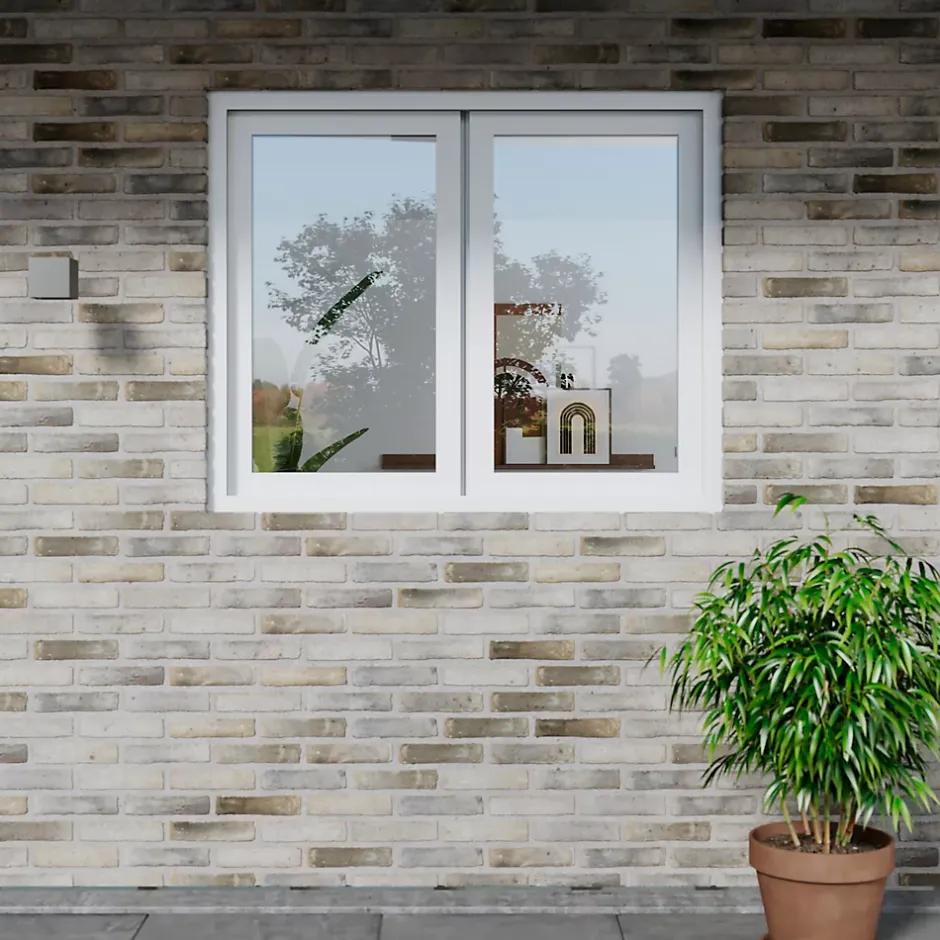 Fenêtre 2 vantaux oscillo-battante, tirant droit double vitrage en PVC blanc l.95 x H.128 cm-GoodHome Outlet