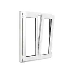 Fenêtre 2 vantaux oscillo-battante, tirant droit double vitrage en PVC blanc l.95 x H.128 cm-GoodHome Outlet