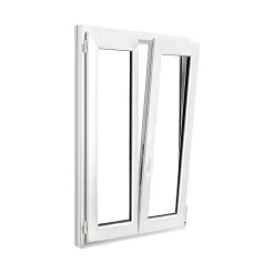 GoodHome Fenêtre 2 vantaux oscillo-battante, tirant droit double vitrage en PVC blanc l.95 x H.138 cm