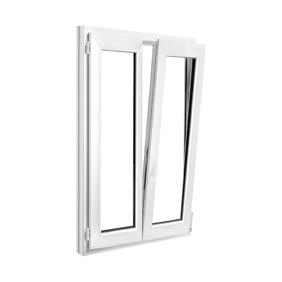 GoodHome Fenêtre 2 vantaux oscillo-battante, tirant droit double vitrage en PVC blanc l.95 x H.138 cm