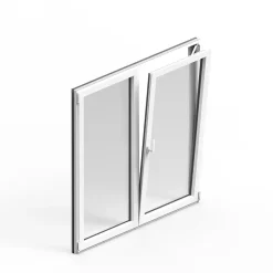 Fenêtre 2 vantaux oscillo-battante, tirant droit double vitrage en aluminium blanc l.103 x H.127 cm-GoodHome Online