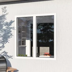 Fenêtre 2 vantaux oscillo-battante, tirant droit double vitrage en aluminium blanc l.103 x H.127 cm-GoodHome Online