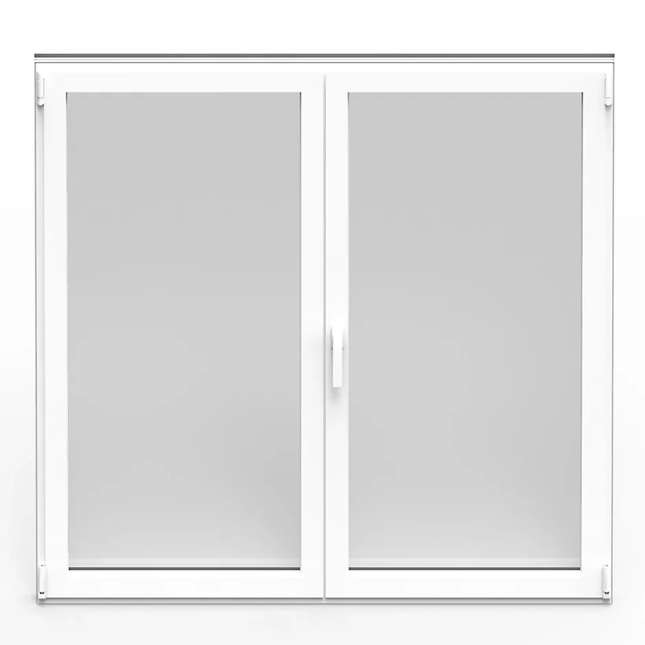 Fenêtre 2 vantaux oscillo-battante, tirant droit double vitrage en aluminium blanc l.103 x H.77 cm-GoodHome