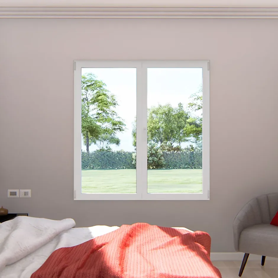 Fenêtre 2 vantaux oscillo-battante, tirant droit double vitrage en aluminium blanc l.103 x H.77 cm-GoodHome