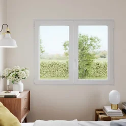 GoodHome Fenêtre 2 vantaux oscillo-battante, tirant droit double vitrage en PVC blanc l.125 x H.138 cm