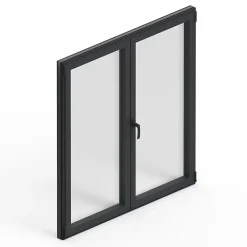 Fenêtre 2 vantaux oscillo-battante, tirant droit double vitrage en aluminium Gris l.123 x H.97 cm-GoodHome Best