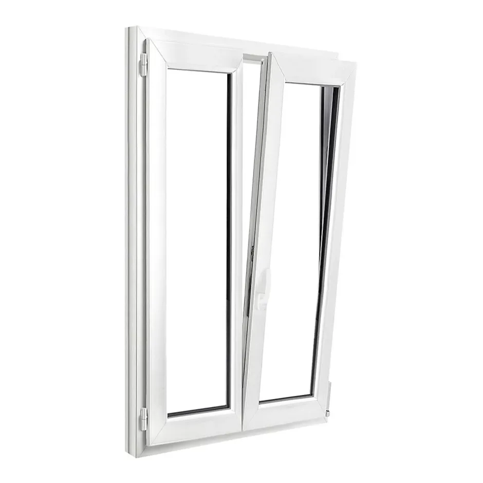 GoodHome Fenêtre 2 vantaux oscillo-battante, tirant droit double vitrage en PVC blanc l.95 x H.158 cm