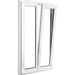 GoodHome Fenêtre 2 vantaux oscillo-battante, tirant droit double vitrage en PVC blanc l.95 x H.168 cm