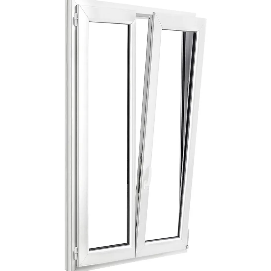 GoodHome Fenêtre 2 vantaux oscillo-battante, tirant droit double vitrage en PVC blanc l.95 x H.168 cm