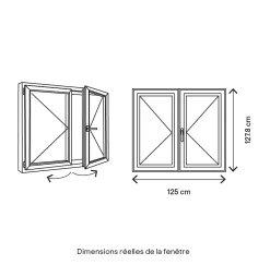 GoodHome Fenêtre 2 vantaux tirant droit double vitrage en bois marron l.125 x H.127,8 cm