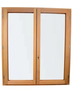 GoodHome Fenêtre 2 vantaux tirant droit double vitrage en bois marron l.105 x H.117,8 cm