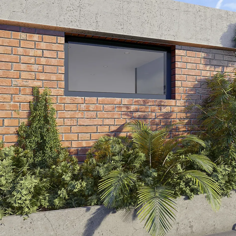 Fenêtre abattante par le haut double vitrage en aluminium gris l.83 x H.47 cm-GoodHome New