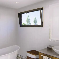 GoodHome Fenêtre abattante par le haut double vitrage en aluminium gris l.103 x H.47 cm