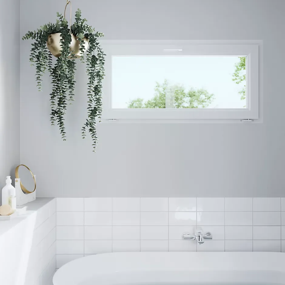 Fenêtre abattante par le haut double vitrage en PVC blanc l.85 x H.48 cm-GoodHome Sale