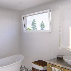 GoodHome Fenêtre abattante par le haut double vitrage en aluminium blanc l.63 x H.47 cm