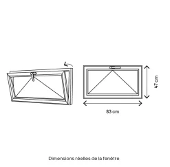 Fenêtre abattante par le haut double vitrage en aluminium blanc l.83 x H.47 cm-GoodHome Clearance