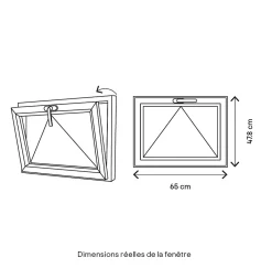 Fenêtre abattante par le haut double vitrage en bois marron l.65 x H.47,8 cm-GoodHome Best