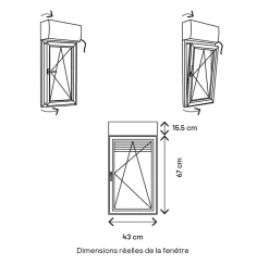 GoodHome Fenêtre alu 1 vantail oscillo-battant + volet roulant électrique gris - l.40 x h.65 cm, tirant droit