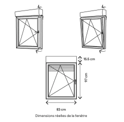 Fenêtre alu 1 vantail oscillo-battant + volet roulant électrique gris - l.80 x h.95 cm, tirant gauche-GoodHome Outlet
