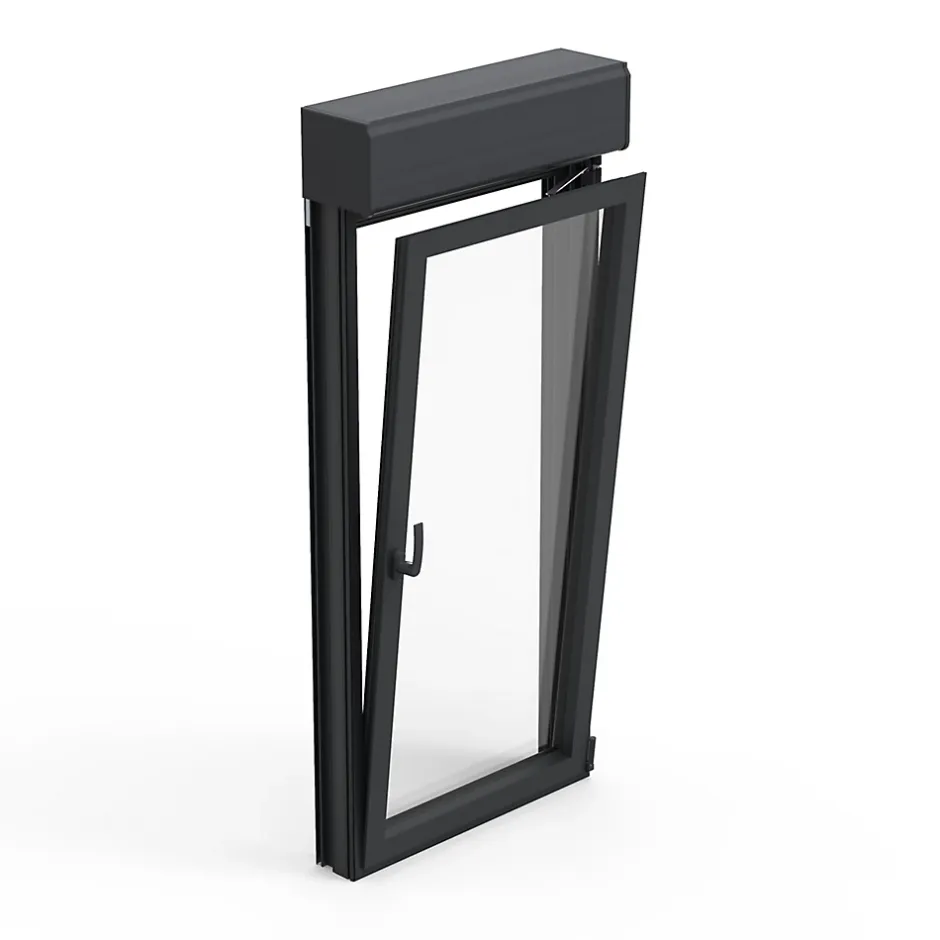 Fenêtre alu 1 vantail oscillo-battant + volet roulant électrique gris - l.80 x h.95 cm, tirant droit-GoodHome Sale